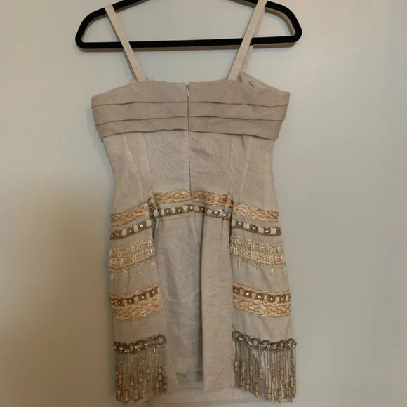 Nanette Lepore boho Beaded Linen mini dress - Picture 4 of 5